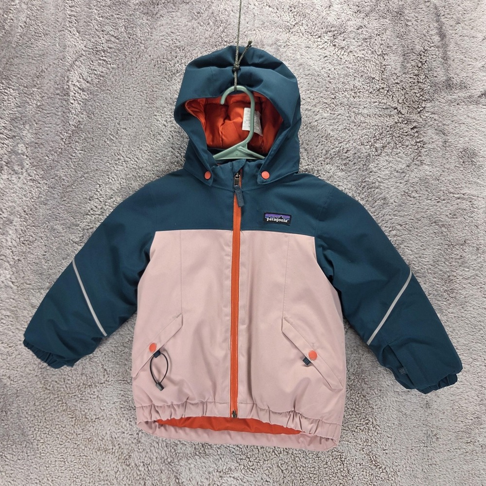 Patagonia Jacket Kids 8 Teal Pink Colorblock Insulated Ski Hooded Winter Coat